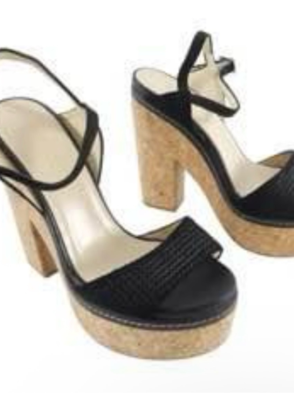 Jimmy Choo Black Leather Platform Sandals with Cork Heel